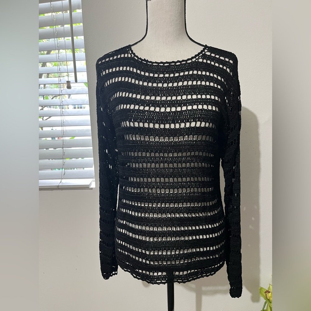 Black Knit Long Sleeve Women's Top
